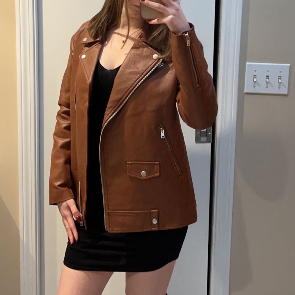 NWT 7 for all mankind Faux Leather Zippered Moto Jacket Sz S
